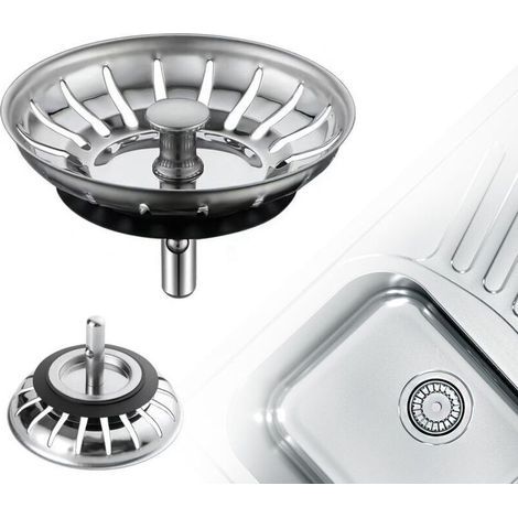 2 Pièces Bouchon Evier Cuisine INOX - Filtre Evier Universel (Dia: 78MM), Bonde Evier avec, Grille Evier Antiblocage, Panier pour Evier Vidange Rapide, (1/4)