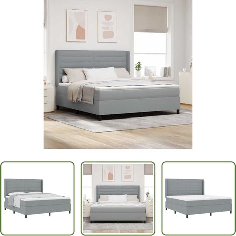 Matratze -  Boxspringbett mit Matratze Hellgrau 200 x 180 cm Stoff (1/5)