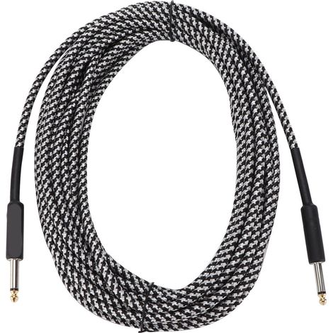 Câble d'instrument de musique blindé tressé, fiche nickelée, cordon de connexion pour guitare et basse, 10 mètres (blanc) (1/5)
