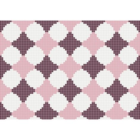 Mosaïque 2.5x2.5cm motif géométrique Palm Springs Cherry (2 couleurs) Brillant - Boîte de  m2