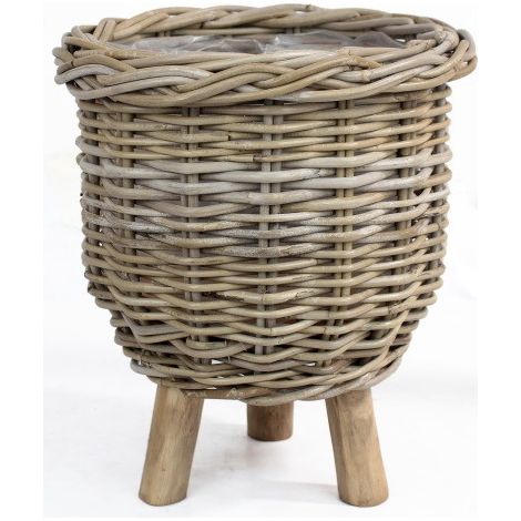 Basket On Legs Rattan Grey D41H54CM