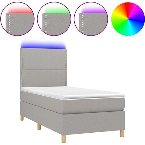Maison Exclusive - Boxspringbett mit Matratze & LED Hellgrau 90x2 (1/5)