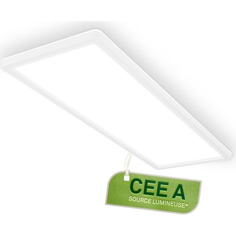 Plafonnier LED, source lumineuse, 14W 3000 lm, design extra plat, lumière indirecte, panneau lumineux moderne, éclairage salon, cuisine, chambre, couloir, 58x20x3 cm, blanc (1/5)