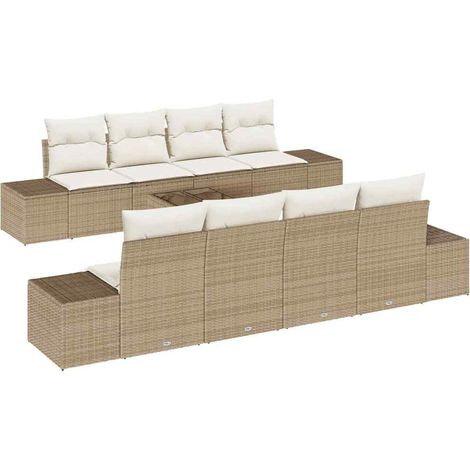 Maison Exclusive - Garten-Sofa-Set mit Kissen 8 pcs Beige und Cre