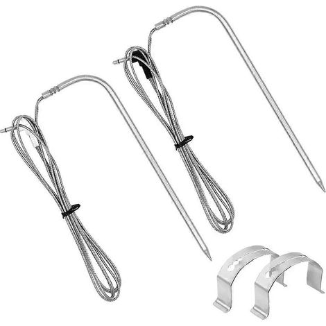 Filiyano-Thermomètre à viande en acier inoxydable pour barbecue à pellets, thermomètre haute température avec pinces et œillets pour sonde, lot de 2 (1/5)
