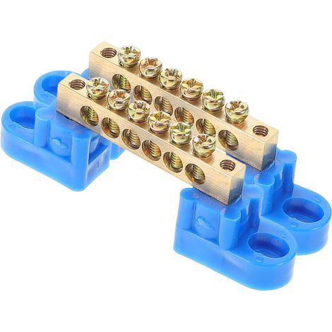 Barre Omnibus de Mise la Terre 6 Positions en Cuivre, 2pcs, Optimise la Transmission du Courant pour Équipements Électriques et Armoires de Distribution (1/5)