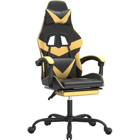 Maison Exclusive - Chaise de jeu avec repose-pied Noir et doré Similicuir