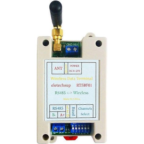 Émetteur-récepteur sans fil RS485 20 dBm - 121 dBm UART, montage sur rail DIN, commutateur DIP 12 V/24 V CC, module Modbus RTU (1/5)