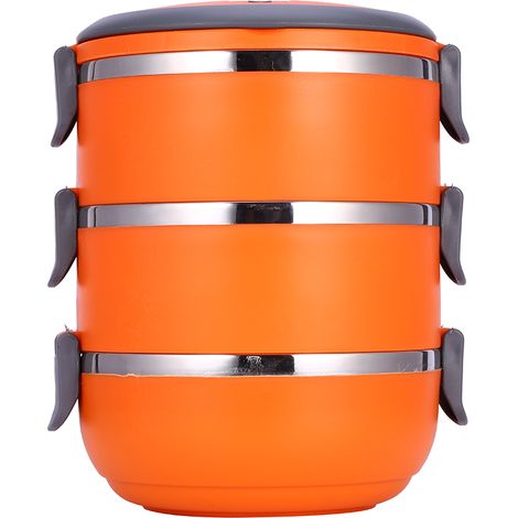 Boîte-repas en acier inoxydable 3 couches - Récipient alimentaire bento durable pour pique-nique