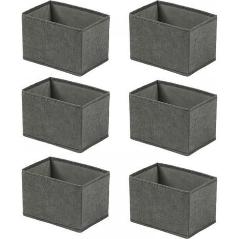 Boîte de rangement multifonctionnelle pliable pour vêtements en imitation lin, petite taille [fermeture éclair] 14x14x12cm, gris 6 pièces