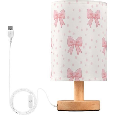 Kcldeci Lampe de chevet à pois roses pour chambre coucher, ferme (1/5)