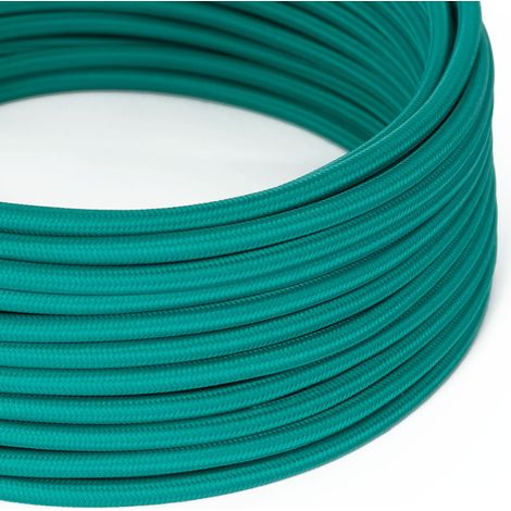 Creative-Cables, Cavo elettrico rivestito in tessuto, 2 x 0,75 mm², 50 m, Smeraldo RM71, Rotondo, Effetto seta