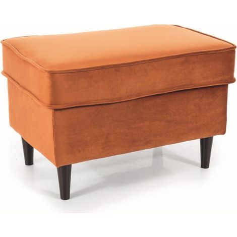 Pouf design velours cannelle et wengé Havo