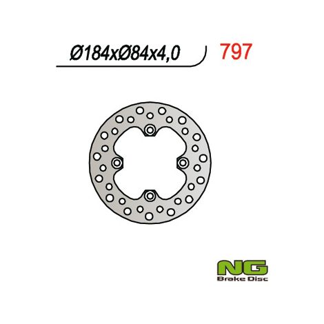 Disco de freno trasero de acero Kawasaki KX 85 2001-2024 (184x4)