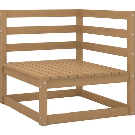 INLIFE Canapé d'angle de jardin avec coussins crème Bois de pin massif (1/5)