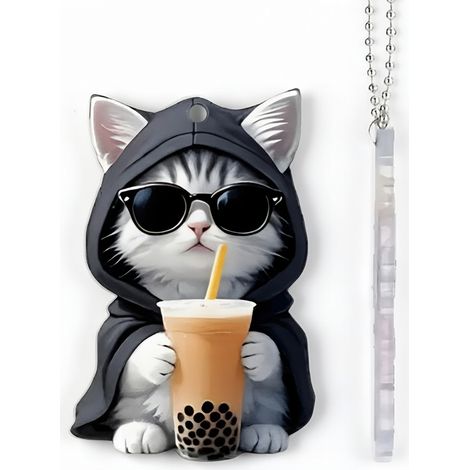 Colgante de acrílico gato negro para coche, 5 cm (1/5)