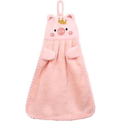 rose Serviette De Toilette Enfant Essuie-mains Suspendu Dbarbouillette Animaux Serviettes Main Mignonnes Absorbantes En Microfibre Serviettes De (1/3)