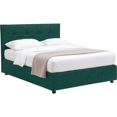 Letto Singolo Chichester, Sfoderabile, Contenitore Made in Italy, Verde Petrolio