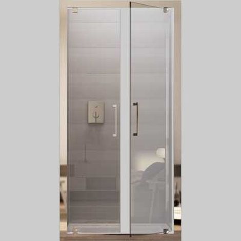 "PORTA DOCCIA A DUE ANTE BATTENTI "" OXI.SLIDE"" VETRO STAMPATO C - 116-124 cm Ap.81"
