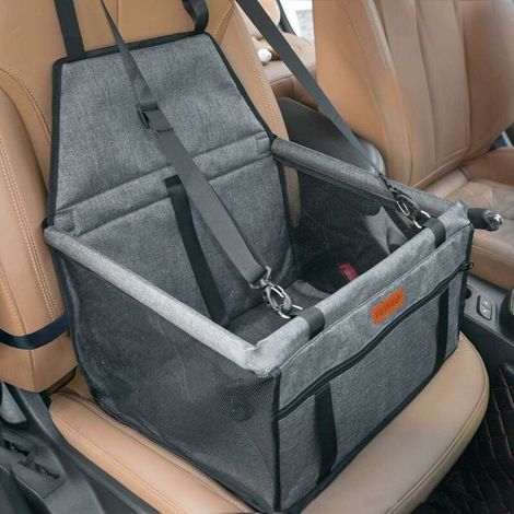 Sac de transport respirant pour chien et chat avec système de levage, siège-auto sécurisé avec ceinture de sécurité, couleur gris (1/5)