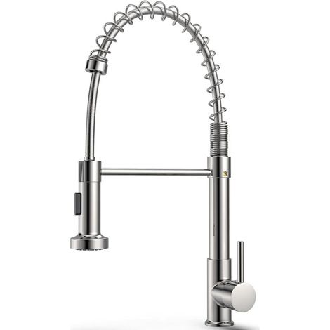 Robinet de cuisine à ressort avec pulvérisateur extractible, robinet de cuisine pivotant à 360°, pulvérisateur extractible 2 modes de pulvérisation, robinet de cuisine en alliage de cuivre (1/4)