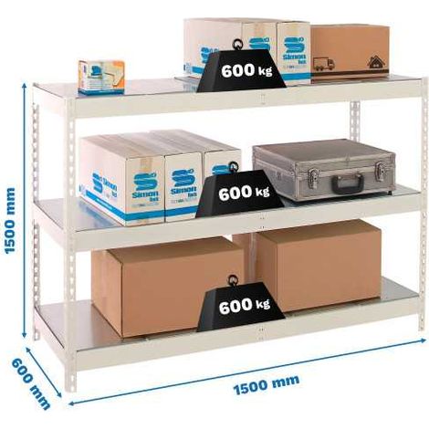Estanteria 1500x1500x600 SIMONFORTE 1506/3 METAL 1500 BLANCO/GALVA marca SIMONRACK (1/2)