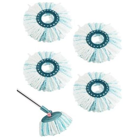 Lot de 4 têtes de balai de rechange compatibles avec les serpillères Leifheit Clean Twist Disc Mop en microfibre durable très absorbante pour nettoyer tous les types de sols (1/5)