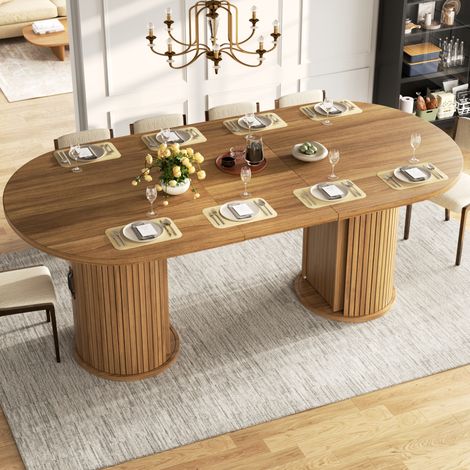 Tavolo da pranzo allungabile in MDF marrone scuro con vano nascosto, 150-190 cm (1/5)