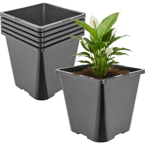 Garronda Pot de Fleur Carré Haut Plastique 20 × H 23 cm (5,6L) - x5 Godets Semis Pot Culture Profond Drainage Résistants Intempéries pour Plantes Pépinière Jardin Serre Intérieur Extérieur GD-0201