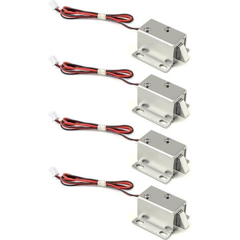 Cerradura eléctrica electromagnética con solenoide de 12 V CC, para cajas fuertes y puertas de armarios de seguridad, 4 unidades (1/4)
