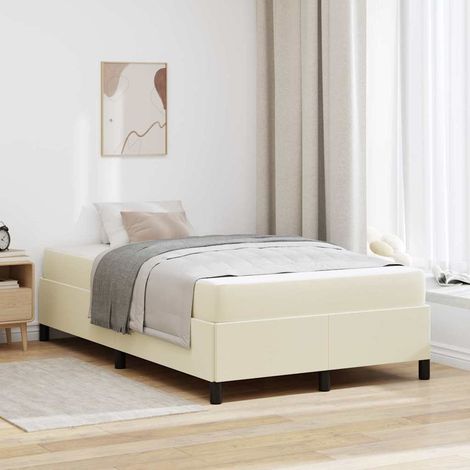 vidaXL Bettrahmen mit Matratze Creme 120 x 200 cm Stoff (1/5)