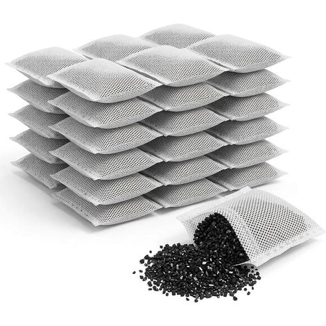 Lot de 50 filtres à eau au charbon actif pour distillateur, filtre à charbon actif eau, distillateur d'eau, sacs pour nettoyage des odeurs avec charbon de bambou activé, pour la maison, la voiture (1/5)