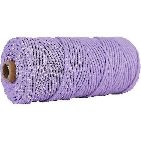 Cordon macramé 3 mm 100 m, corde en coton naturel torsadé à 4 brins (beige) (d-583-a) (1/5)