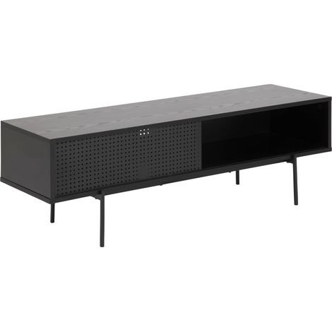 Angus Meuble TV avec 1 porte, coulissante, noir. (1/5)