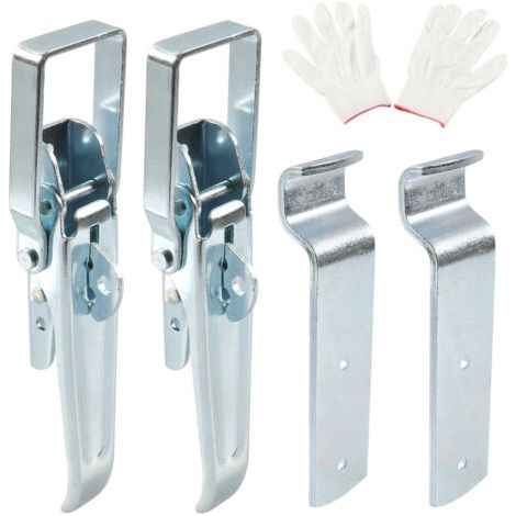 RHG Lot de 2 fermetures excentriques avec Gants (210 mm), grande fermeture à cliquet pour voiture/remorque/benne basculante, fermeture de paroi de bord, fermeture de remorque, galvanisée (1/5)