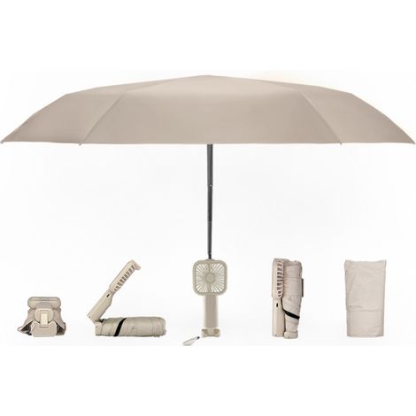 Parasol avec ventilateur - Protection solaire et UV rechargeable pour se protéger de la chaleur et se rafraîchir lors des activités sportives estivales à la plage (lot de 2) (1/5)