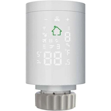 Thermostat Actuator for Radiator Valve Radiator LCD Screen on Body Powered by AA Batteries, Compatible with Amazon Alexa and Google Home (1/4)