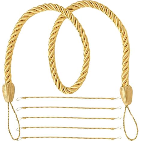 Embrasses de Rideaux en Corde Oxford 6pcs pour Maison, Attaches Décoratives sans Perçage, Maintien Solide des Rideaux Légers, pour Salon et Chambre (1/5)