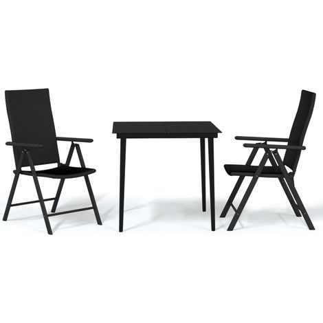 Ensemble à manger de jardin 3 pcs Mobilier de jardin Noir (1/5)