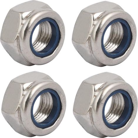 Lot de 4 écrous de blocage filetés à gauche M12 x 1,25 mm en acier inoxydable 304 (1/4)