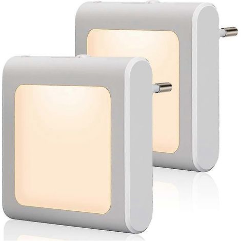 Avec capteur crépusculaire, 2 ampoules à luminosité réglable en continu, idéales pour les chambres d'enfants, les escaliers, les chambres à coucher, les cuisines, éclairage directionnel, blanc chaud (1/5)