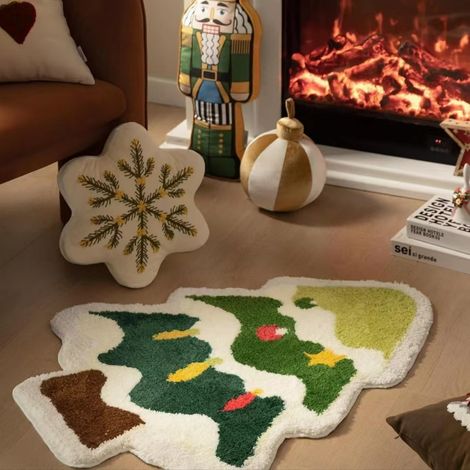 Tapis de bain Arbre Ashler, moquette déco sapin, descente de bain douce, carpette en forme d’arbre pour salle d’eau, lavable en machine, idéale entrée, salon