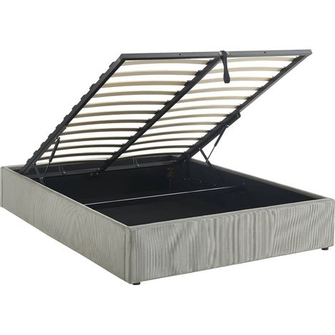 sweeek - Boxbett mit Lattenrost und Kopfteil 140x190cm fein gerippter Cord