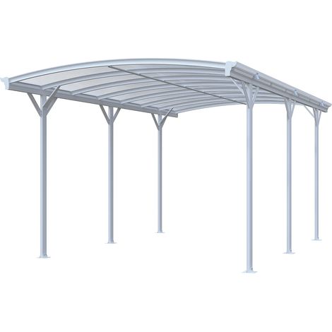 Carport pergola simple autoportant en aluminium - 1 voiture - 15,15 m² - Blanc - BARESA