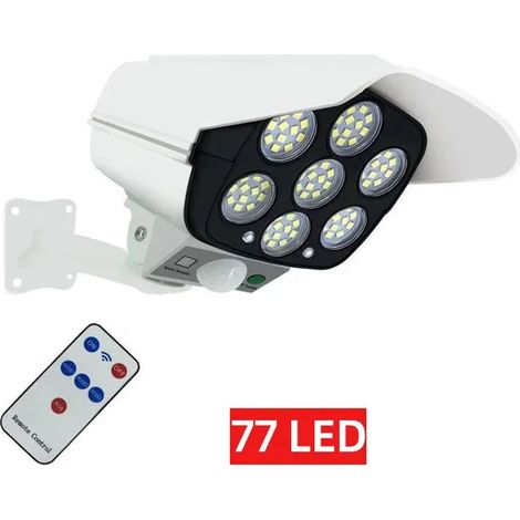 (77 LED)JVEE Lampe solaire extérieure étanche à 77 LED avec détecteur de mouvement et fausse caméra, projecteur Wall Street, lampe solaire extérieure pour jardin (1/5)