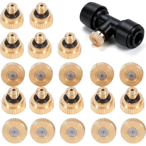 Misting Nozzles, 20pcs 0.4mm 10/24 UNC Brass Atomization Nozzle Spray Nozzle for Cooling System,Brass Atomizer Nozzle (1/5)