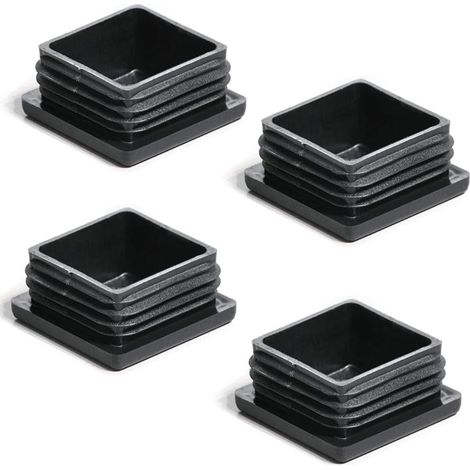 Lot de 4 bouchons à lamelles pour tubes carrés - 100 x 100 mm - En plastique - Noir (1/5)