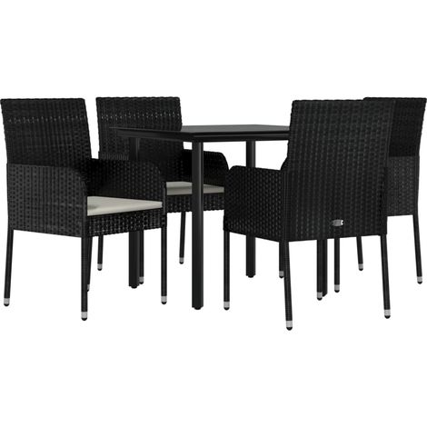 vidaXL Ensemble à manger de jardin coussins 5pcs Noir Résine tressée (1/5)