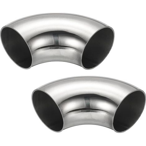 2pcs Coude À 90 Degrés Mandriné, 60mm OD En Acier Pour Échappement Raccord De Tuyauterie Inoxydable 304 Main Courante Escalier HVAC - 48mm (1/5)