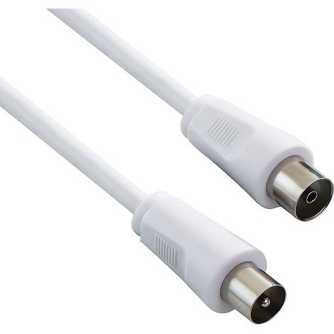 Câble d'Antenne Tv Coaxial 3m, 75 Ohm, Iec Mâle vers Femelle, Blindé - Pour Dvb-C, Dvb-T/T2, 4K Uhd 2160P, Full HD 1080P 3D, Couleur Blanc (1/5)